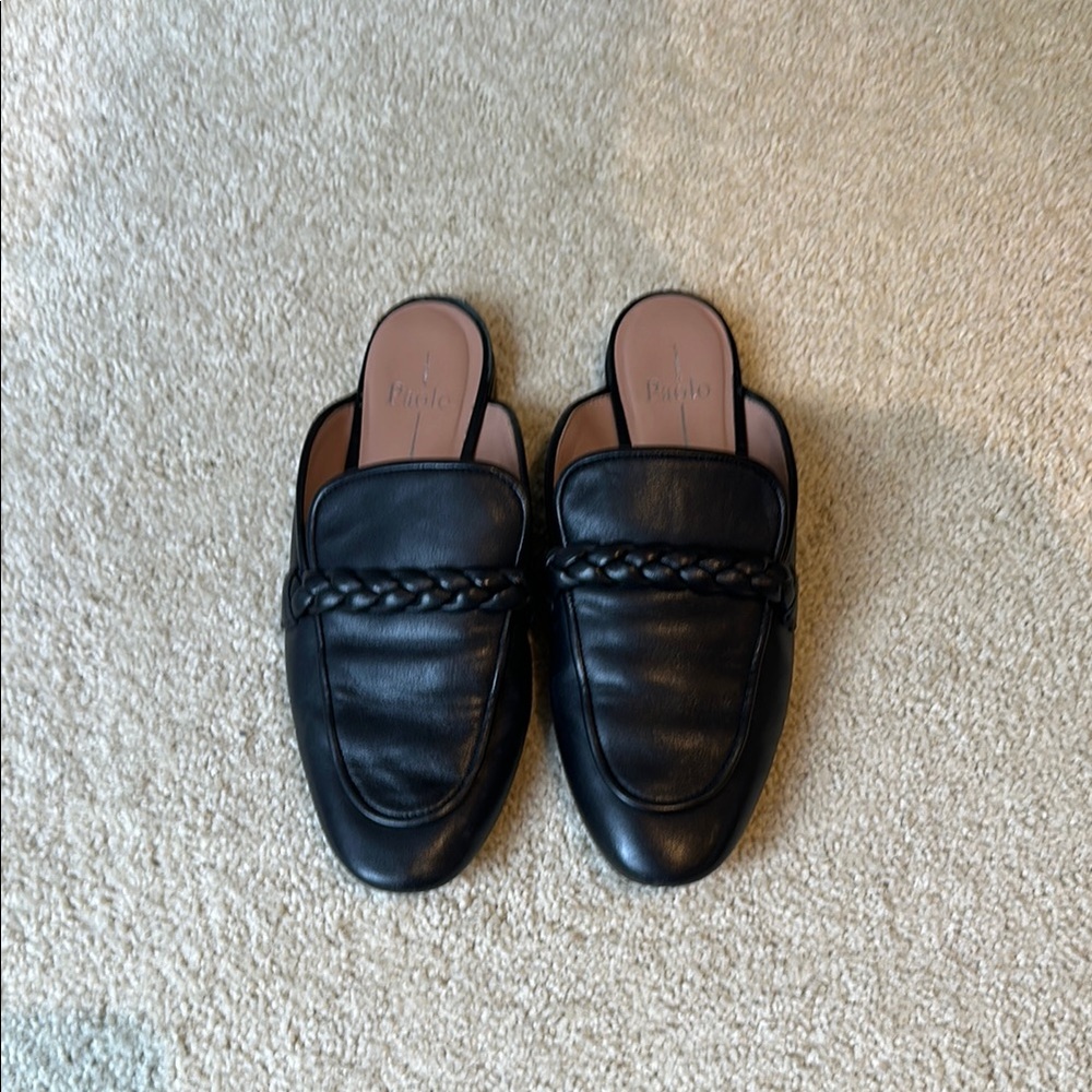 Black Franco Sarto Leather Mules